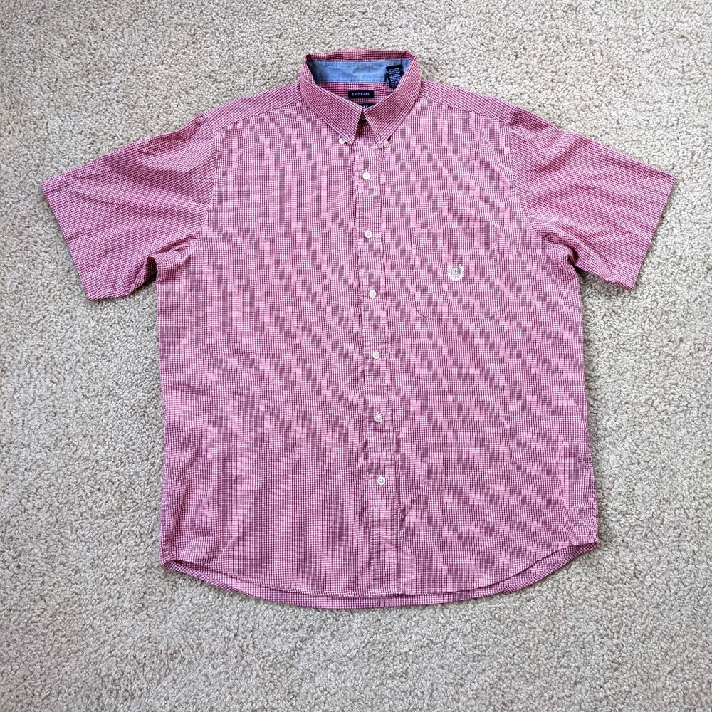 Chaps Button Up Short Sleeve Shirt Men's Large Red